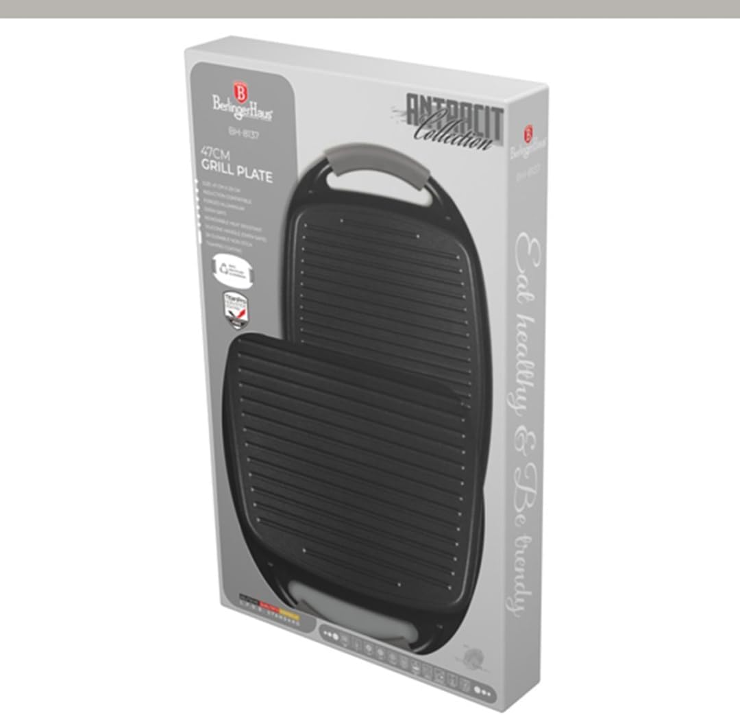Berlinger Haus 47 cm grosse geschmiedete Aluminium-Grillplatte mit Griffen für Ofen und Induktionsko