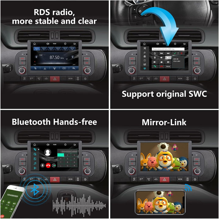 YZKONG Autoradio für FIAT Panda 2013-2020 Wireless Radio Apple CarPlay Android Auto Bluetooth 7 Zoll