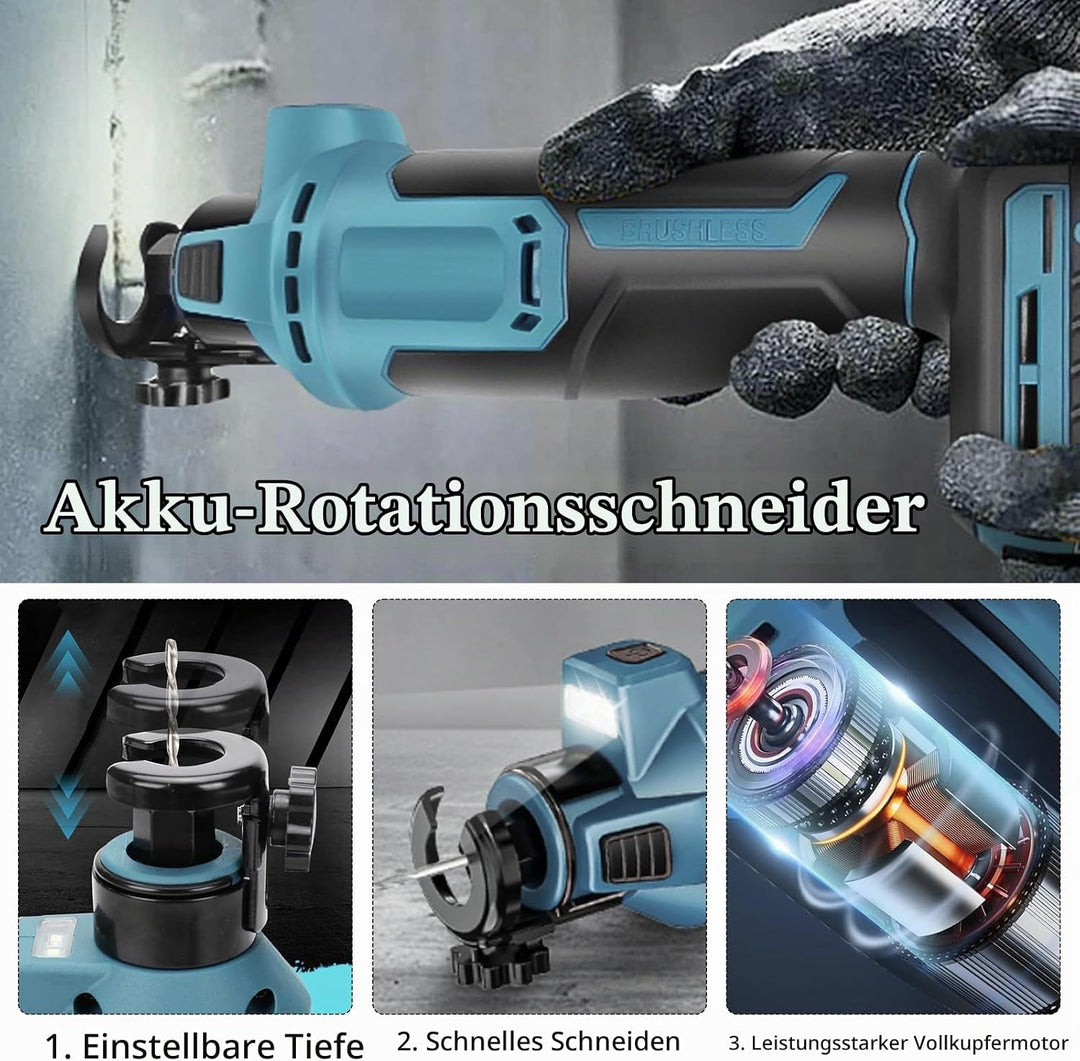 Akku Rotationsschneider Kompatibel mit Makita 18V Akku, 30000 U/min Kabelloses Bürstenloses Hand Rot