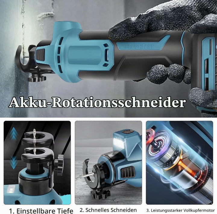 Akku Rotationsschneider Kompatibel mit Makita 18V Akku, 30000 U/min Kabelloses Bürstenloses Hand Rot