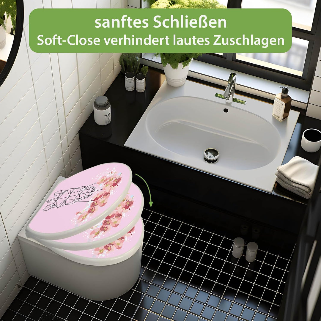 banjado Toilettendeckel mit Absenkautomatik 44,5x37cm - Soft Close Toilettensitz - WC Sitz mit Absen