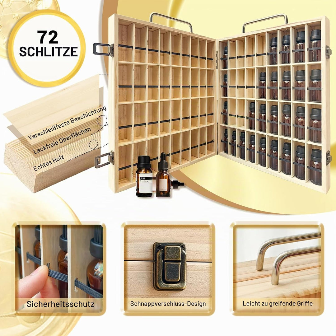RoseFlower Bambus Ätherisches Öl Organisator Behälter Duftöle Display Ständer, 72 Löcher Aufbewahrun