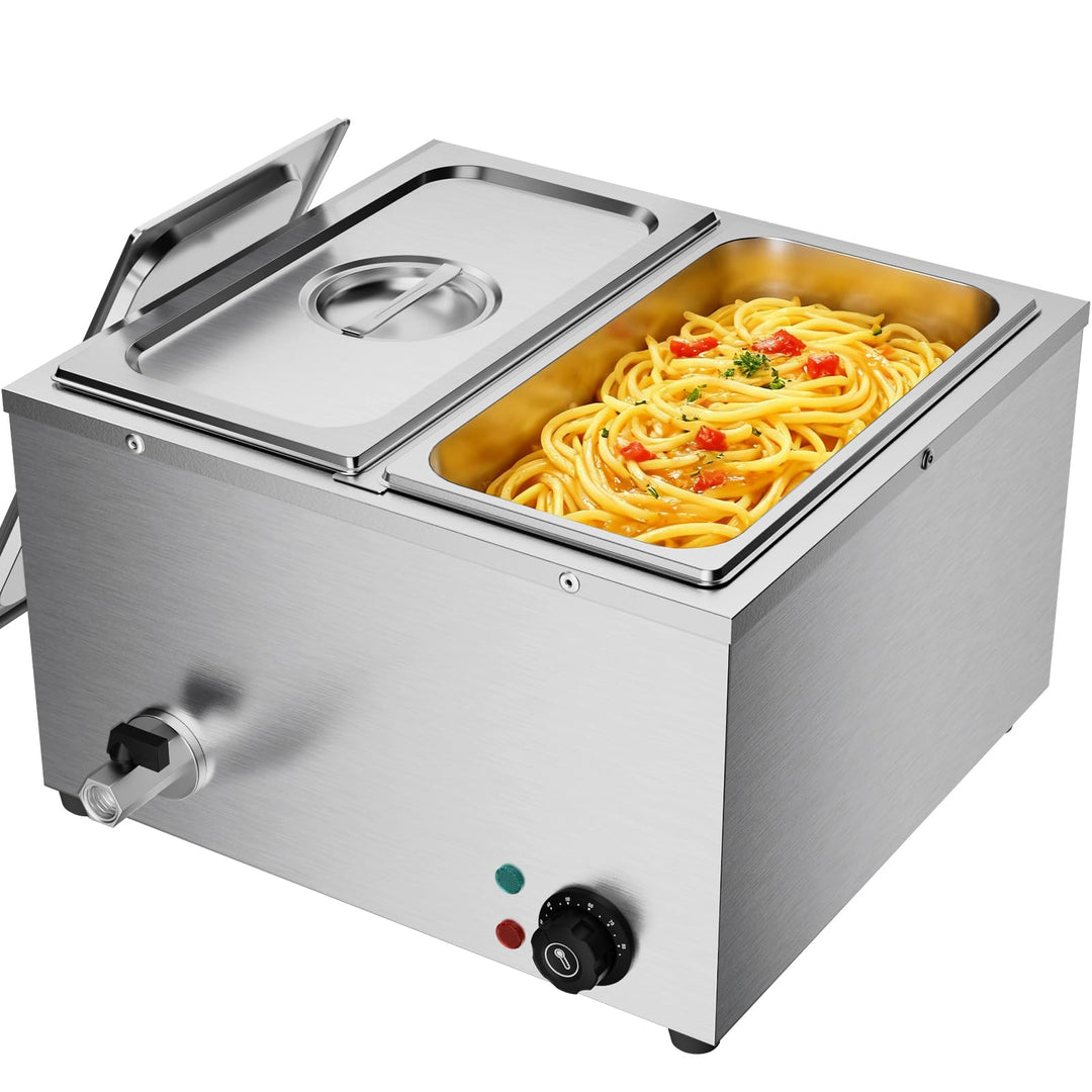 Professioneller elektrischer Buffetwärmer aus Edelstahl mit 2 Tabletts