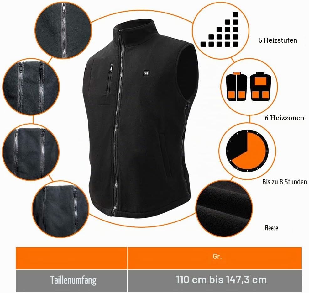 ARRIS Heizweste für Männer Grösse einstellbar elektrische Heizung Körper warm Gilet 7.4V batteriebet