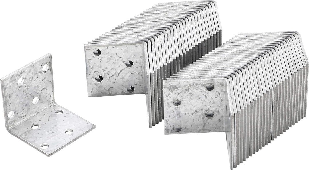 BGS Diy 80934-50 | Winkelverbinder | 40 x 40 x 40 x 2 mm | 50 Stück | Verzinkt | Bohrungen zur Befes