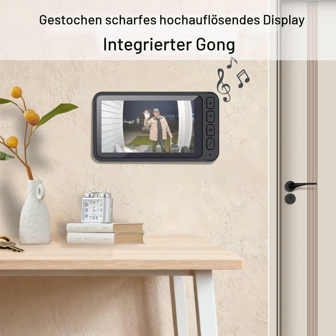 TKMARS Kabellose Türklingel mit Kamera und Monitor 4,5 Zoll – Video Türsprechanlage Funk ohne WLAN,