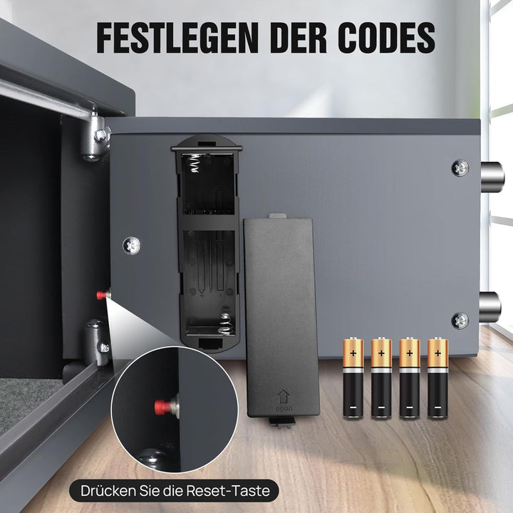 Safe Klein 31x20x20cm Feuerfest Zahlenschloss 2x Notschlüssel Digital Elektronischer Tresor Stahltre