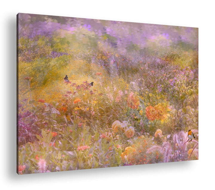deyoli Schmetterlinge auf Einer Blumenwiese Format:90x60 cm als Leinwandbild, Motiv fertig gerahmt a
