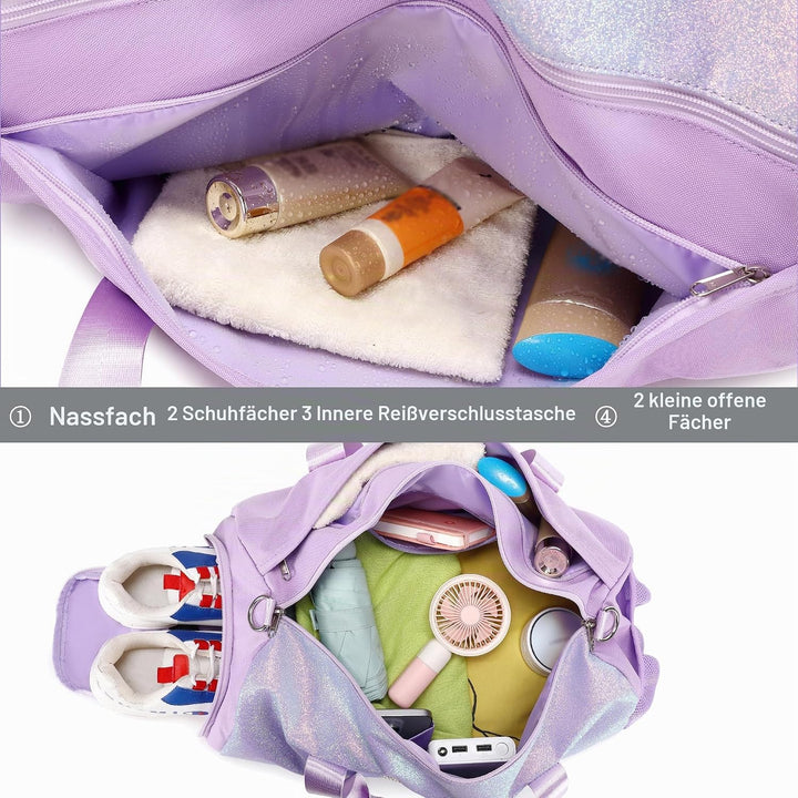 Sporttasche Mädchen Kindertaschen Kinder Reisetasche Mädchen Sports Duffel Schwimmtasche Klassische