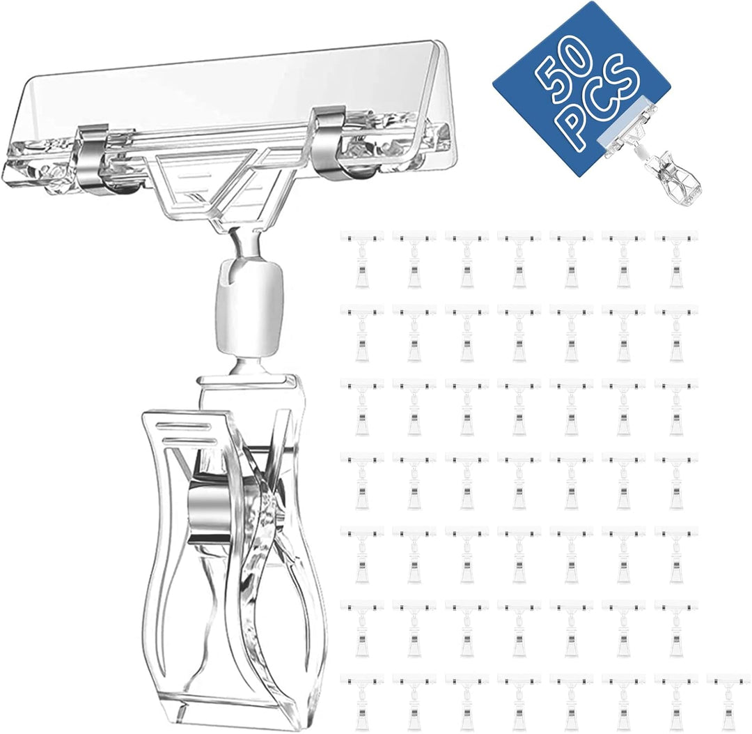 50 Stück Kunststoff Drehbare Schilderhalter, Preisschild Klammer, Halterung für Preisschilder, Displ