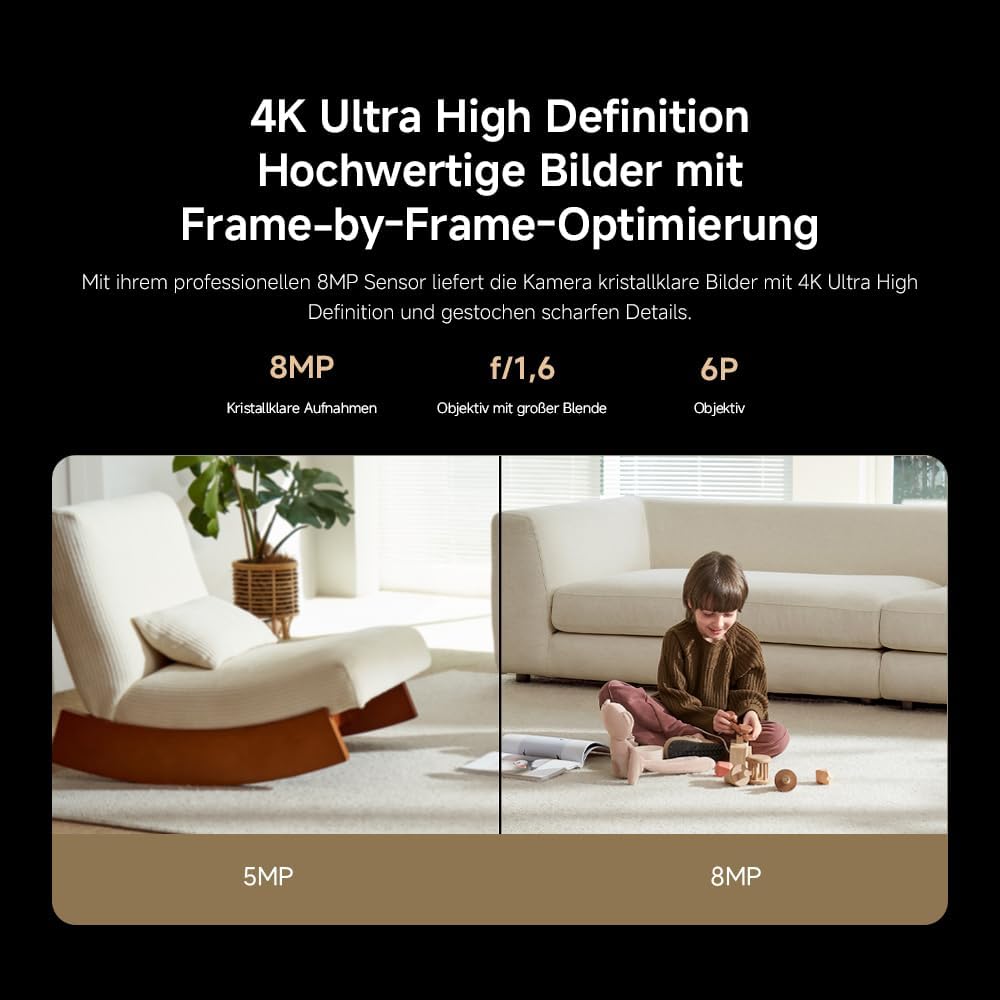 XIAOMI C701 4K 8MP Schwenk/Neige Innenkamera WLAN Überwachungskamera 360°-Abdeckung KI-Erkennung Nac
