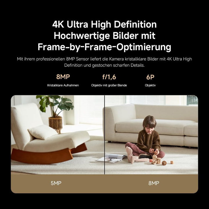 XIAOMI C701 4K 8MP Schwenk/Neige Innenkamera WLAN Überwachungskamera 360°-Abdeckung KI-Erkennung Nac