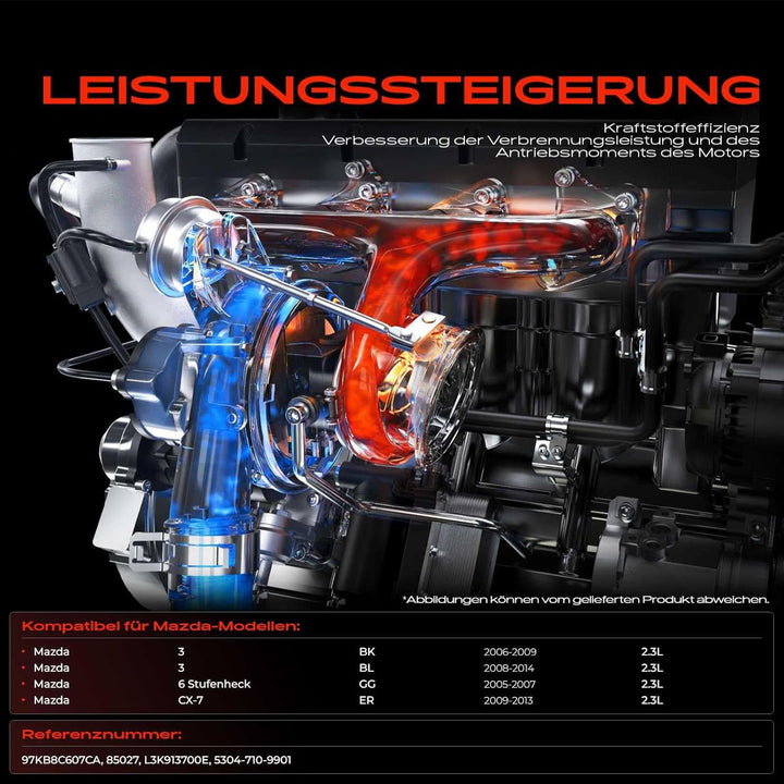 Frankberg Turbolader Kompatibel mit 3 BK BL 2.3L 2006-2014 6 Stufenheck G.G 2.3L 2005-2007 CX-7 ER 2