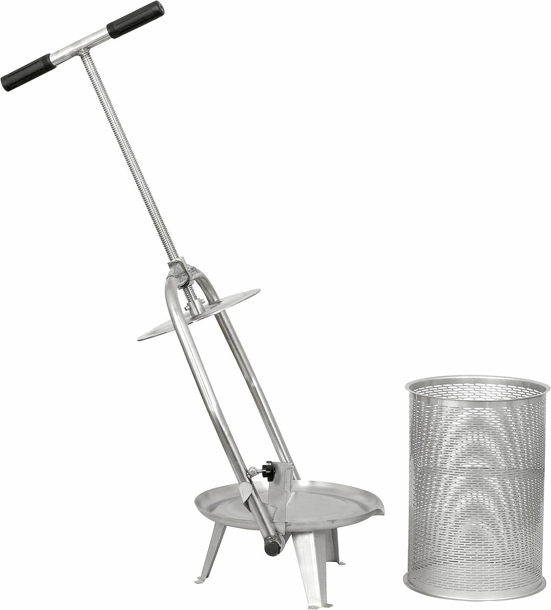 Obstpresse Fischer V22: manuelle Edelstahl Spindelpresse mit 22 L Presskorb, kippbare Spindel, kompl