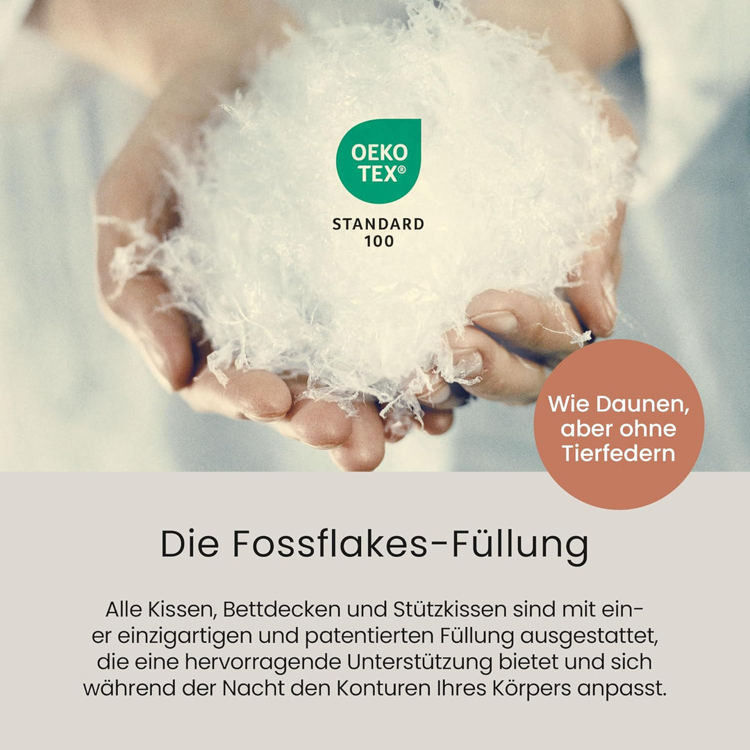 FOSSFLAKES Nordic Sleep by Kissen Mittel Hoch - Komfortkissen für Seitenschläferkissen, Nackenstützk