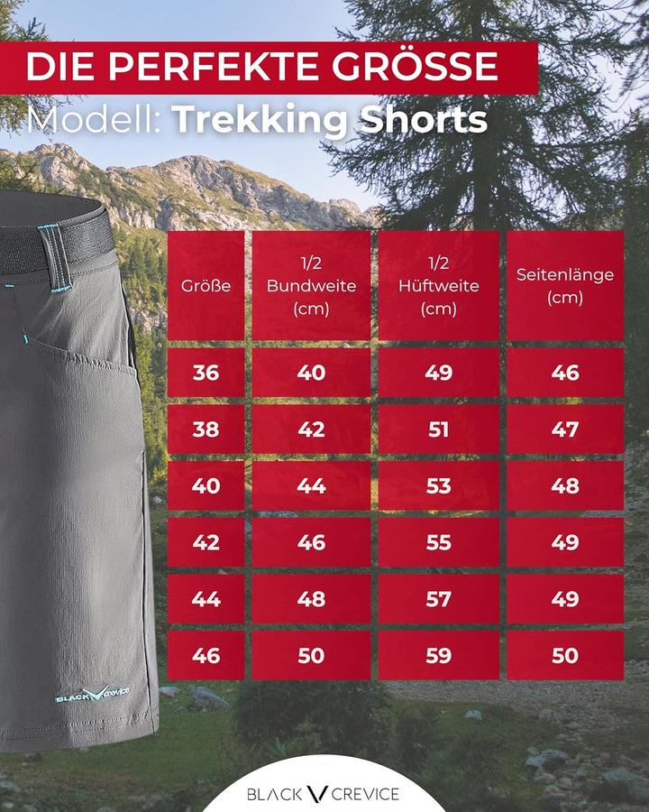 Black Crevice Trekking-Shorts Damen I Wandershorts Damen kurz I Damen Outdoor-Shorts I wasserabweise