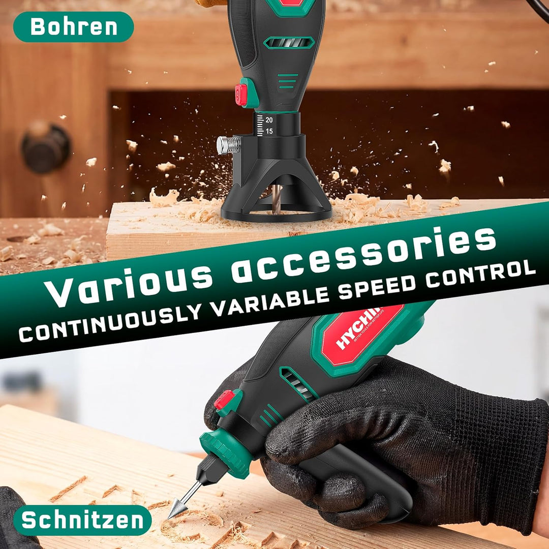HYCHIKA 150W Rotationswerkzeug-Set mit Kettensägeschärfer, 7-Stufig Regelbar 10000–33000 U/min, 167