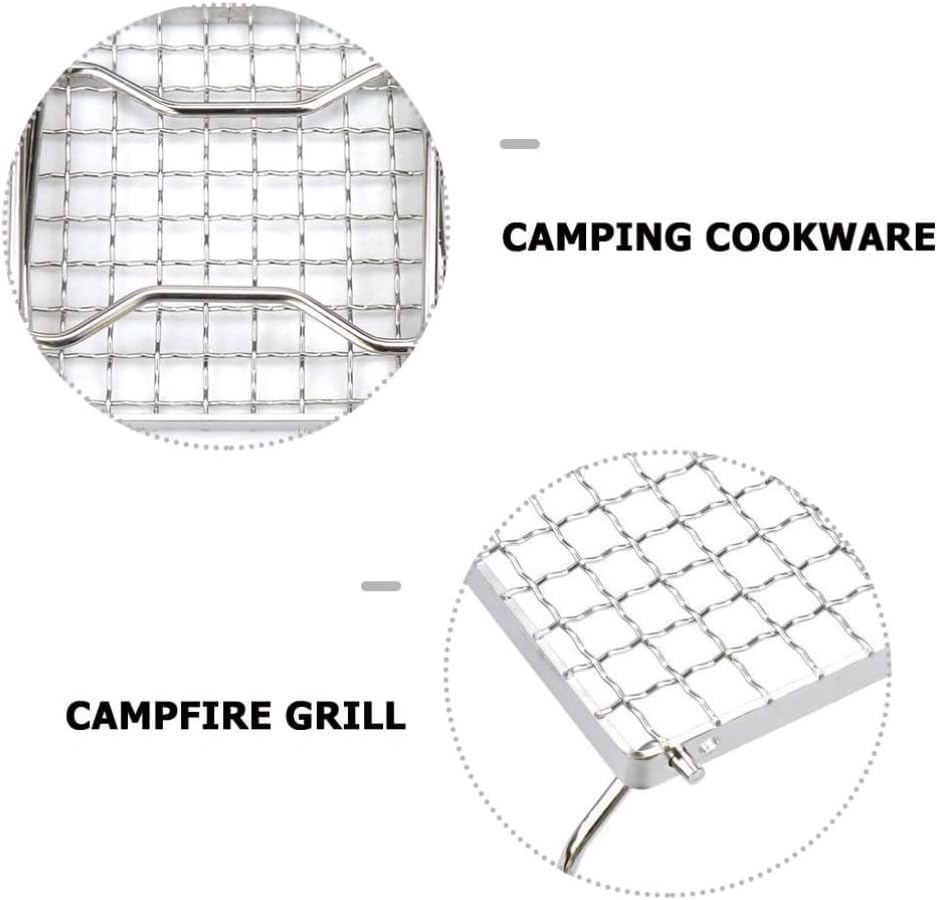 BESPORTBLE Edelstahl Grillgitter Mini Camping Grill Folding Lagerfeuer Grill mit Tragetasche Für Ruc
