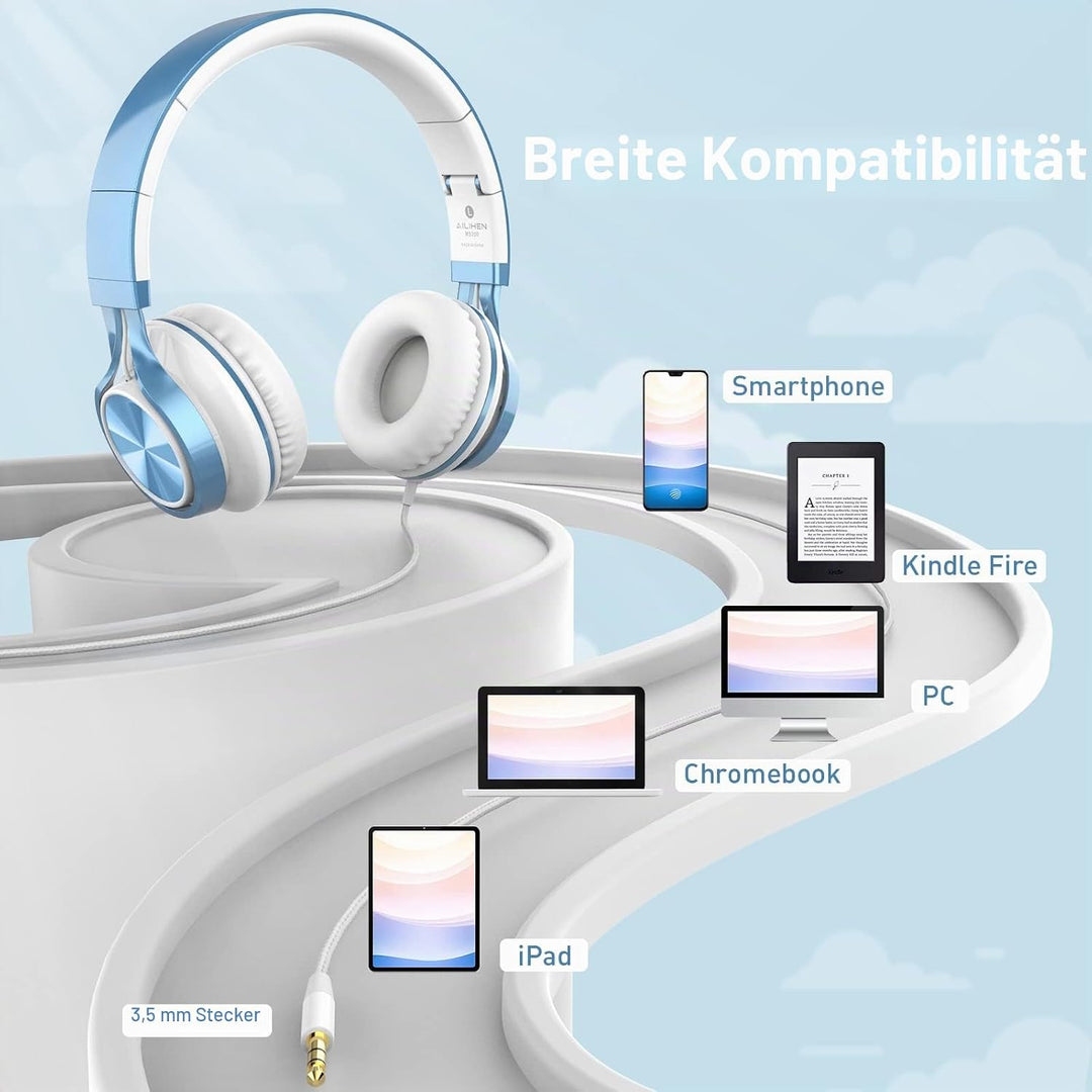 AILIHEN MS300 Kopfhörer mit Kabel und Mikrofon für Chromebook, Laptop, Computer, Smartphone, 3,5 mm,