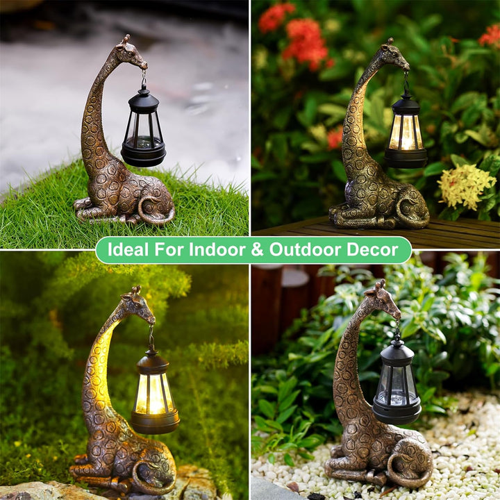 Goodeco Giraffe mit Solarlaternen – 28 cm Giraffe Ornament Outdoor Statuen Figuren mit solarbetriebe