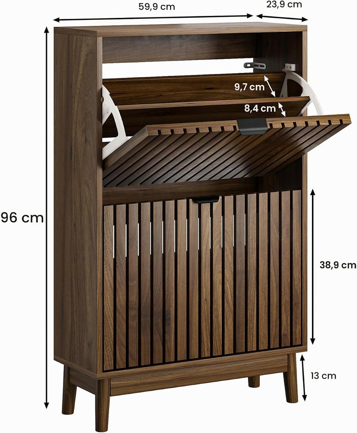Schuhschrank, Schuhschrank für den Eingangsbereich, mit 2 Klappschubladen, schmaler Schuh-Organizer