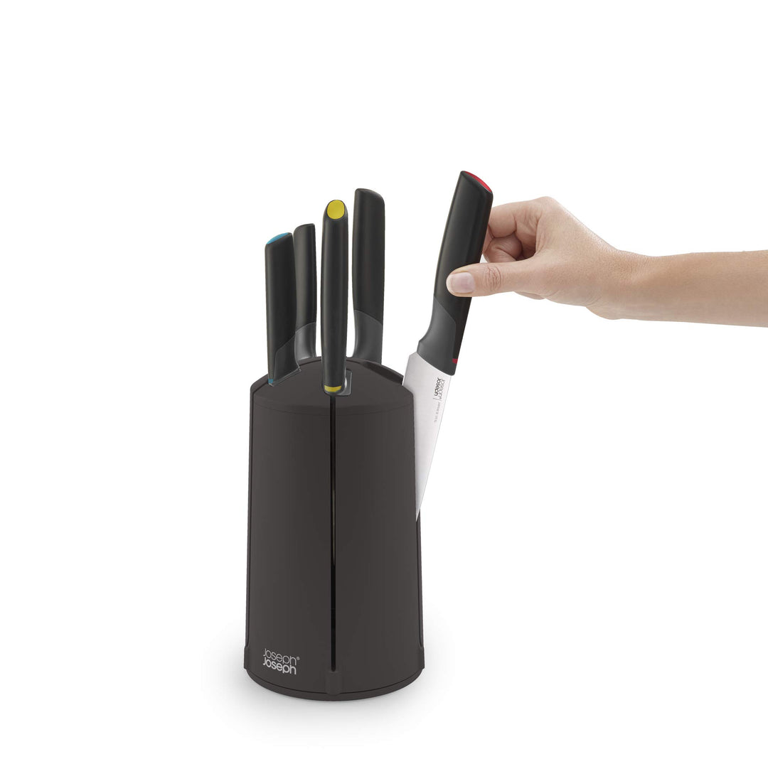 Joseph Joseph Elevate Messerblock, 5-teilig, drehbar, japanischer Edelstahl, Schwarz Mehrfarbig