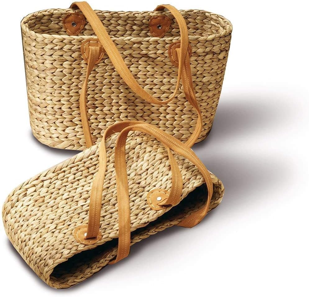 Neustanlo - Einkaufstasche Einkaufskorb aus Wasserhyazinthe - Masse 41x12x24 cm - Oval klein mit lan