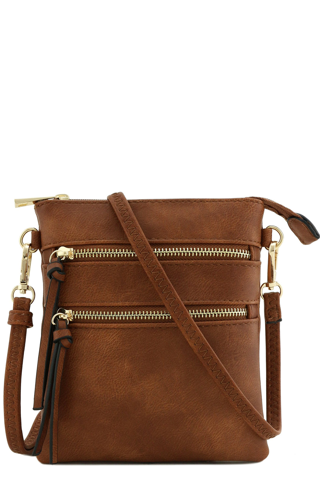 Multifunktionale Umhängetasche mit mehreren Taschen. Braun, Braun