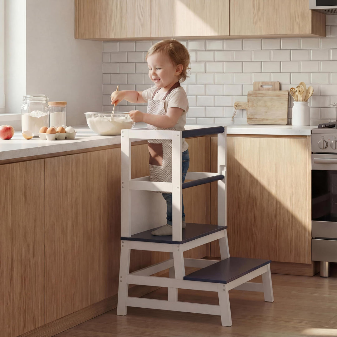 Spielwerk® Lernturm ab 2 Jahren Kinder mit Tafel Montessori 93cm Hoch Learning Tower 100kg Belastbar