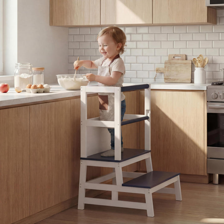 Spielwerk® Lernturm ab 2 Jahren Kinder mit Tafel Montessori 93cm Hoch Learning Tower 100kg Belastbar