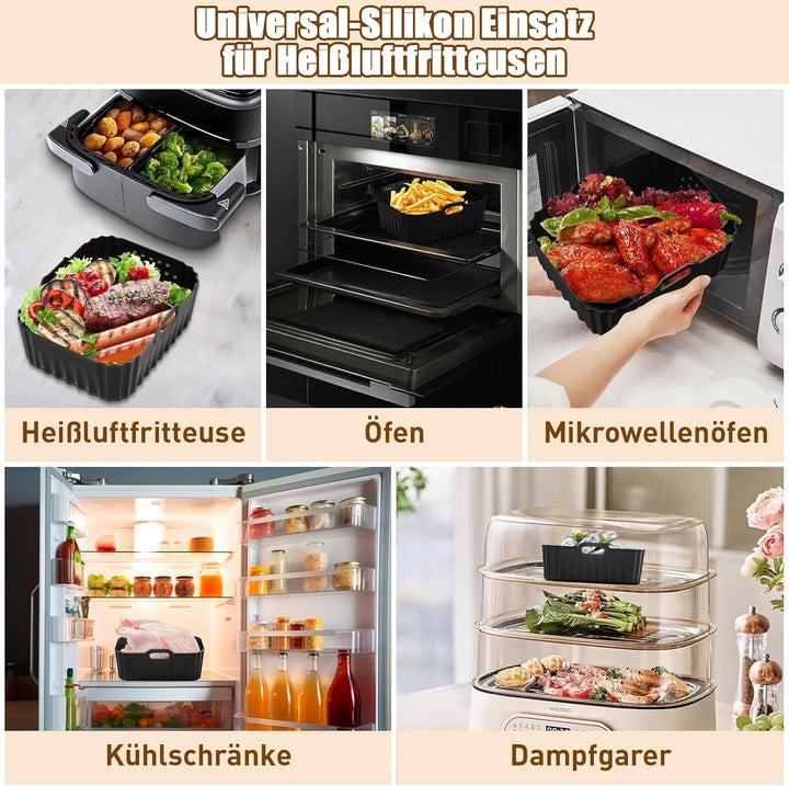 Heissluftfritteuse Zubehör für Philips Airfryer 4000 Series Stacked Dual Basket 10L, 2PCS Silikonfor