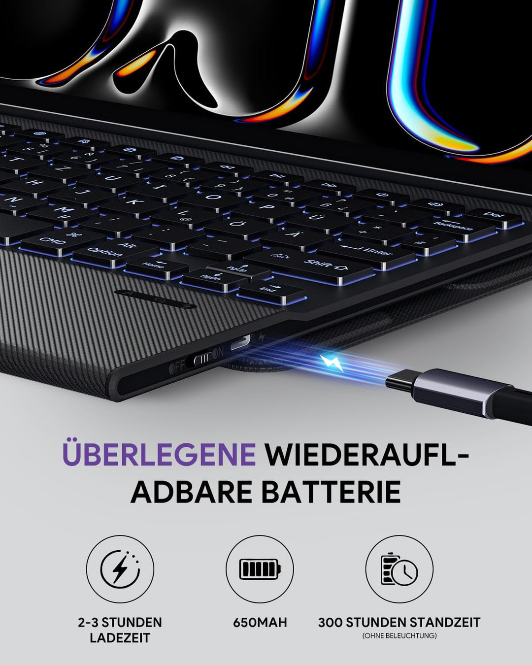 Doohoeek Schutzhülle mit Tastatur für iPad Pro 11 Zoll M5/M4 (2025/2024), Bluetooth Kabellose Beleuc
