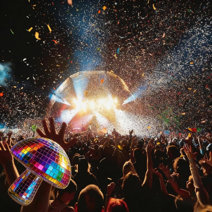 Morofme Discokugel Pilz, Silber Disco Pilz Deko, Spiegelkugel Discokugeln Deko, Glitzer Diskokugel B