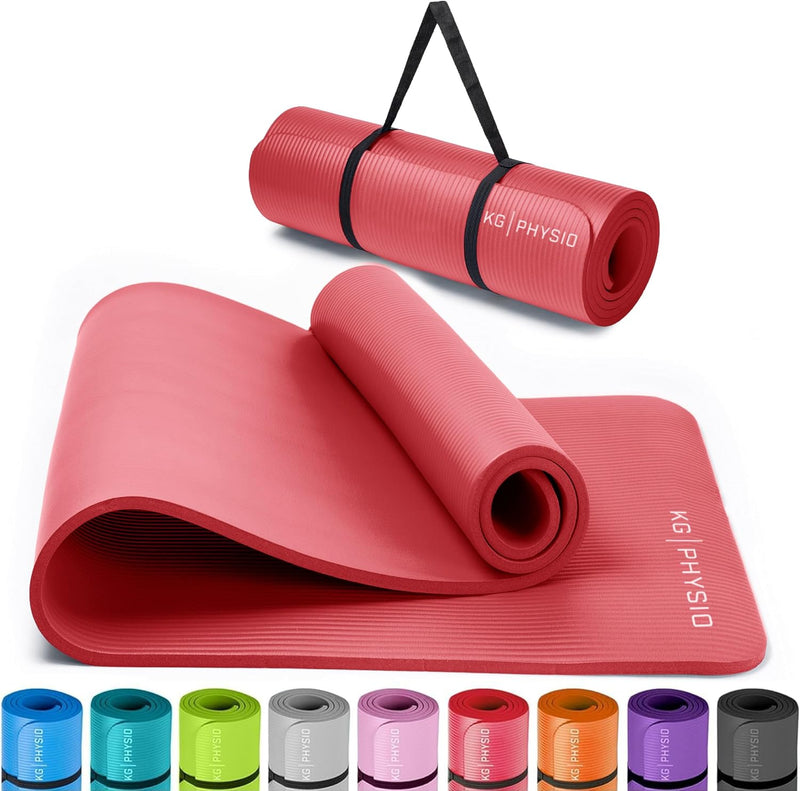 KG Physio Yogamatte Rutschfest und Gepolstert - Yoga Matte mit Tragegurt, Fitnessmatte, Turnmatte, S