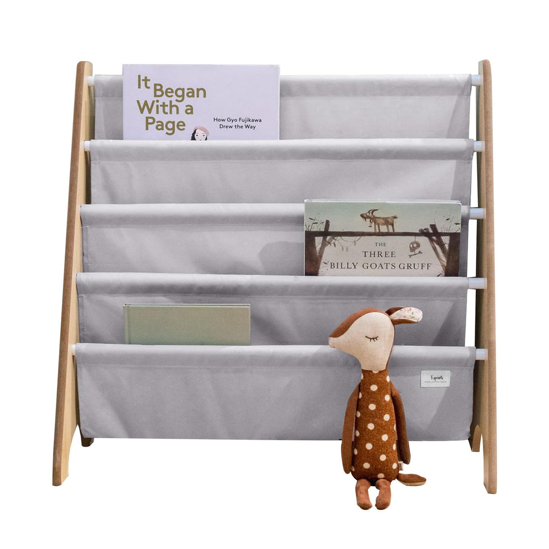 3 Sprouts Kinder Bücherregal aus Holz – Montessori Regal für Kinderzimmer - Hellgrau, Hellgrau
