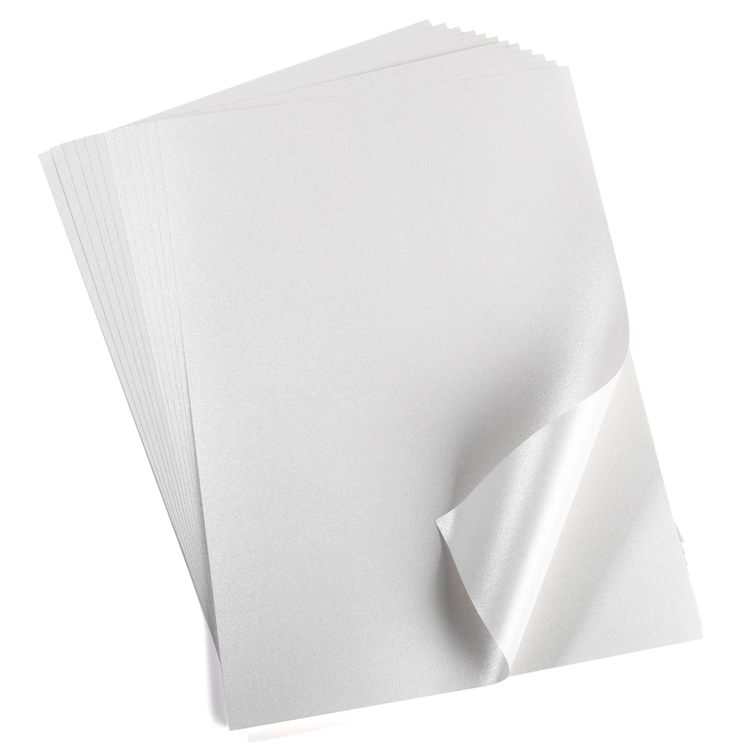 50 Blatt DIN A4 Perglanz-Papier Schneeweiss-Metallic, Bastelpapier mit Perlmutt-Schimmer, 120 g/m²