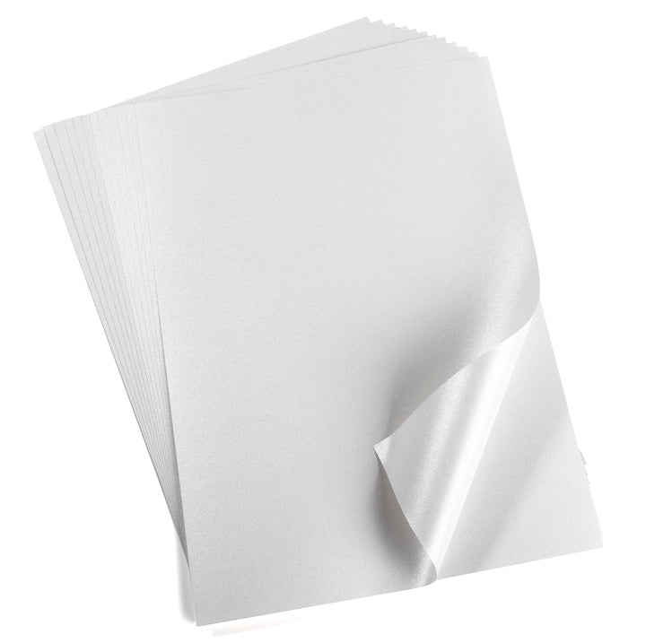 50 Blatt DIN A4 Perglanz-Papier Schneeweiss-Metallic, Bastelpapier mit Perlmutt-Schimmer, 120 g/m²