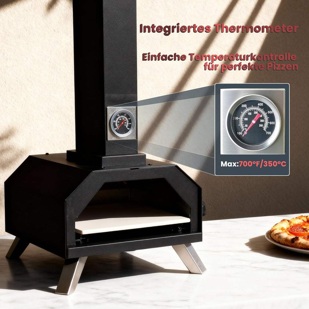 Outdoor Pizzaofen, Holzpellet-pizzarette, 30,5 cm, mit Pizzaschieber und Pizzaschneider für Strand,