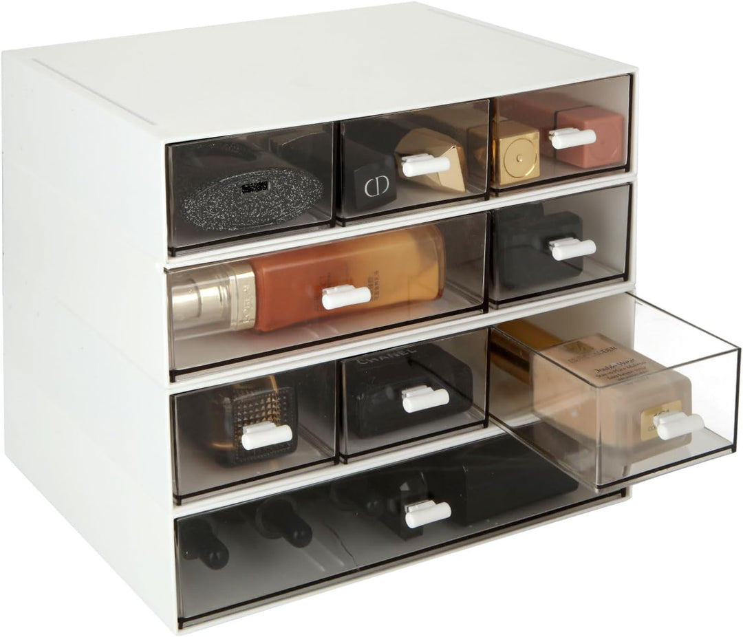 MUXHEL Stapelbarer Schreibtisch-Organizer mit 9 Schubladen, 4-tier Aufbewahrungsbox Kunststoff, Schu