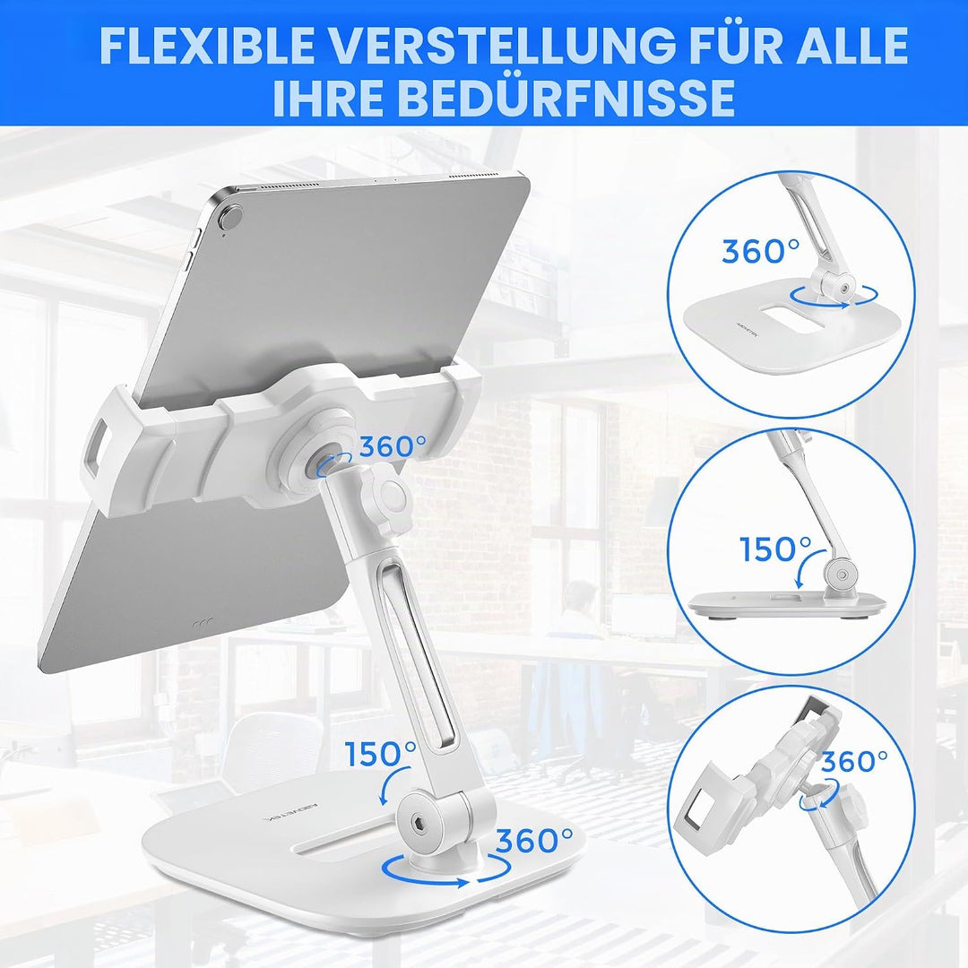 AboveTEK ipad Ständer Faltbar Tablet Ständer 4-11" Tablet Halter Schwarz 360°Swivel Halter Handy Stä