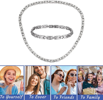 EnerCoppeX Klassischer magnetischer Schmuck für Männer und Frauen, Halskette + Fusskettchen, geeigne
