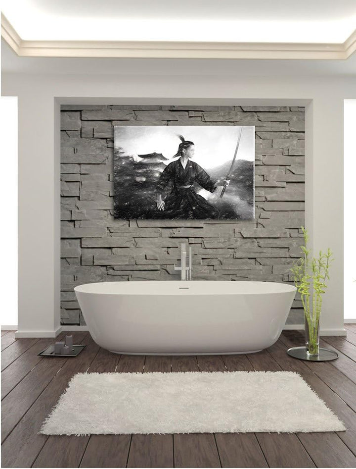 Pixxprint Samurai-Kriegerin als Leinwandbild/Grösse: 100x70 / Wandbild/Kunstdruck/fertig bespannt, 1