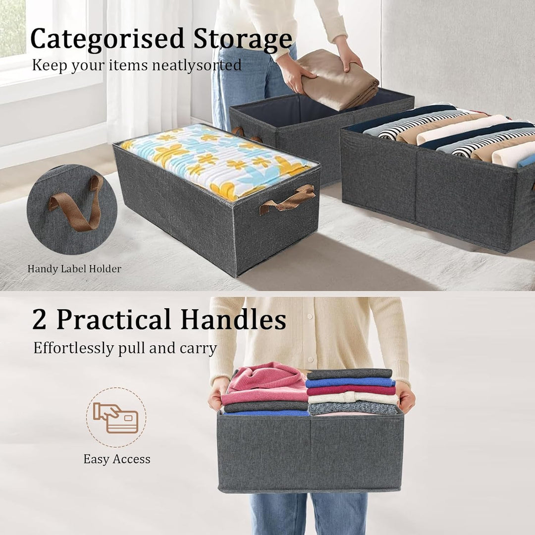 Aufbewahrungskörbe, zusammenklappbare Aufbewahrungsbox, 4 Stück, Stoff-Kleiderschrank-Organizer mit