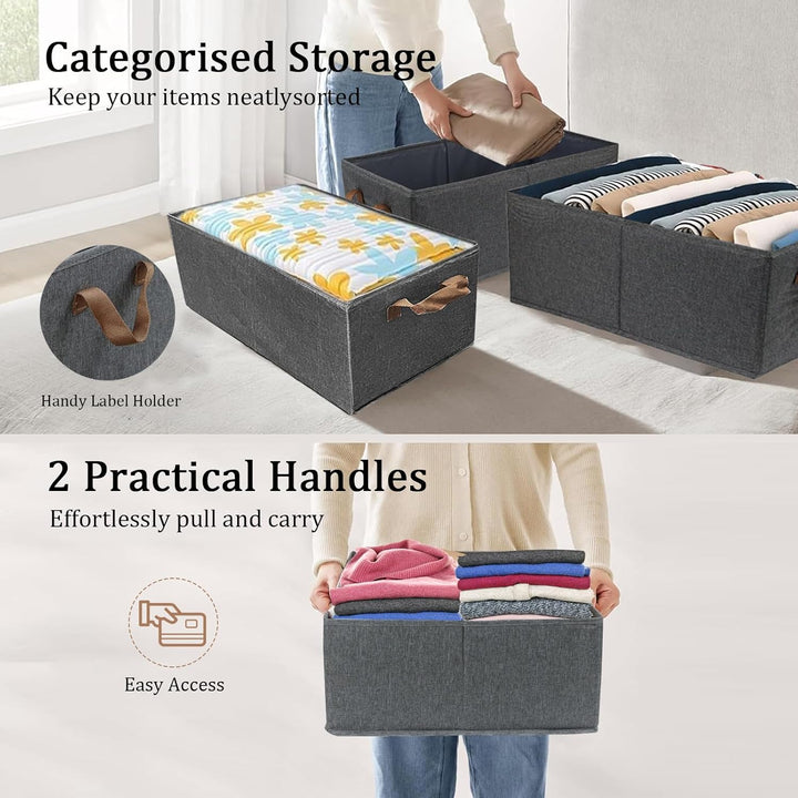 Aufbewahrungskörbe, zusammenklappbare Aufbewahrungsbox, 4 Stück, Stoff-Kleiderschrank-Organizer mit
