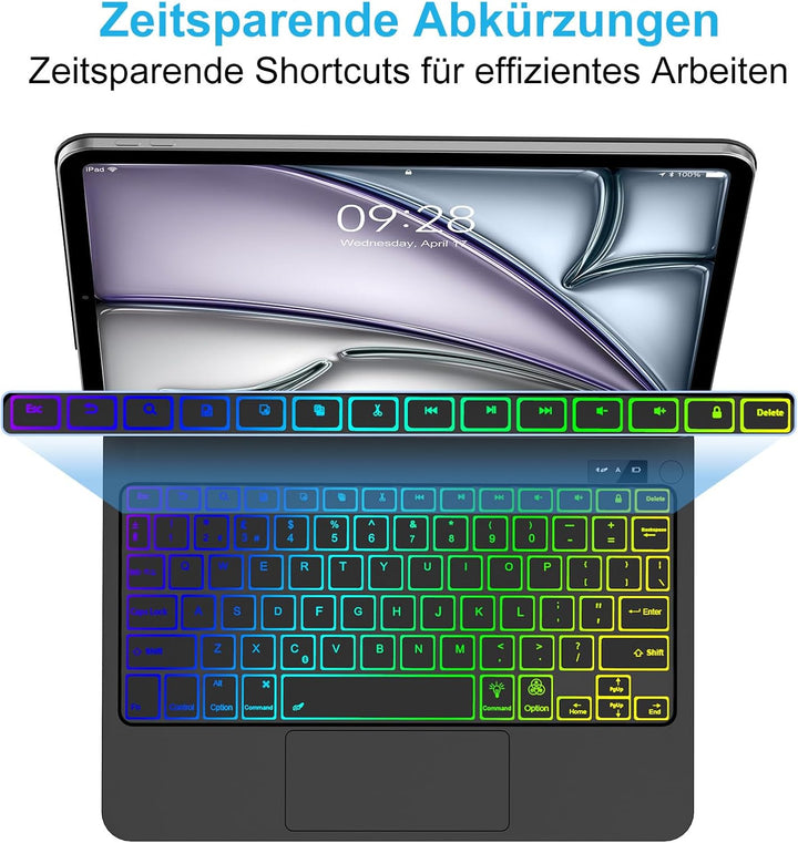 JADEMALL Magic Keyboard Hülle für iPad Air 11" M4 2026/M3 2025/M2 2024 - Deutsches QWERTZ Layout Tas