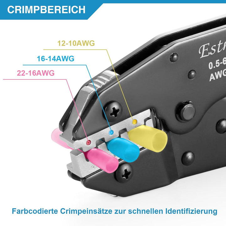 Crimpzange für Schrumpfverbinder, Estmoon Crimpzange Kabelschuhe Kabelschuhzange, Crimpzangen geeign