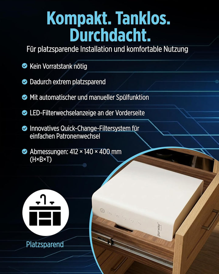 PUR PREMIUM TOP 600 GPD Direct flow Umkehrosmoseanlage + Ersatzfilter HPCC