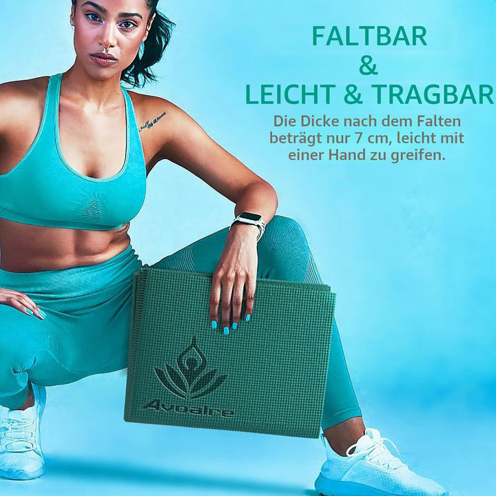 Avoalre Yogamatte faltbar, 173 x 61 cm, 5 mm – Handliche &amp; klappbare Yoga-Matte für Reise, Unterwegs