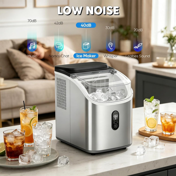 Eiswürfelmaschine, Eiswürfelbereiter Selbstansaugend mit LCD Display, Ice Cube Maker 20kg/24h, Selbs