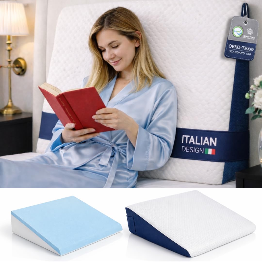 Ritalia® REFLUXKISSEN Erwachsene 65x60x20 cm zur MATRATZENERHÖHUNG mit Gel-Schaum | LESEKISSEN Bett